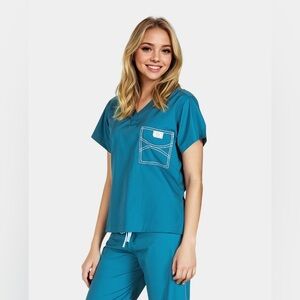 3 sets Blue Sky Caribbean Scrub Sets (3 tops, 3 pants), like new!!! XS/XXS